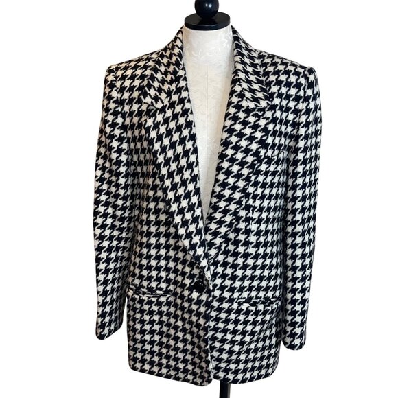 Giorgio di Sant'Angelo Jackets & Blazers - Giorgio di Sant Angelo Vintage Womens Jacket Size L Black Houndstooth Pure Wool